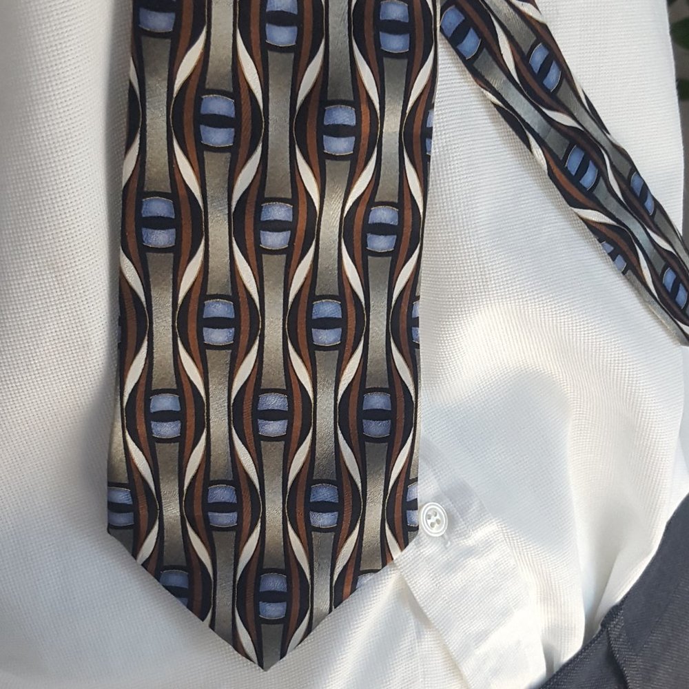 100% silk tie Facets designer Men's accessories